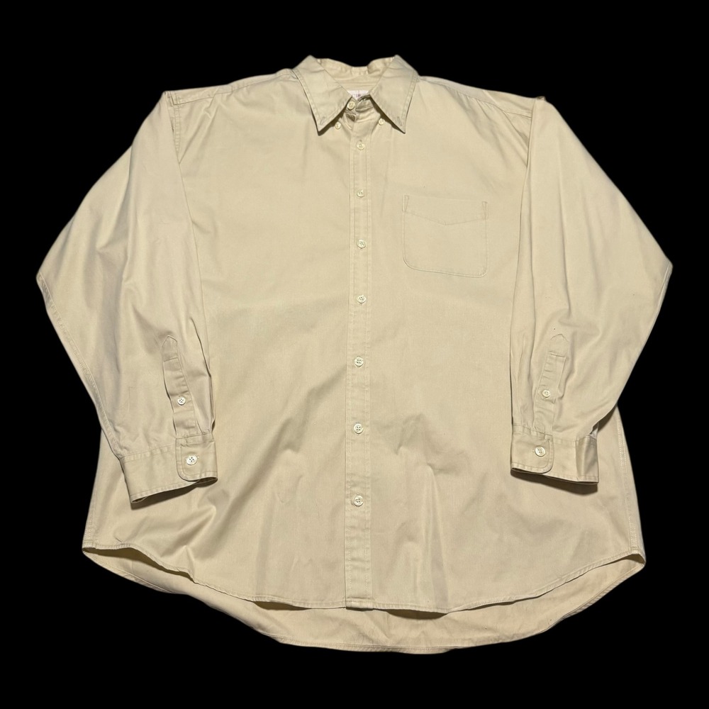 Vintage 90s J. Crewโ Oarsmen Tan Long Sleeve Button Down Casual Shirt Men's XLT